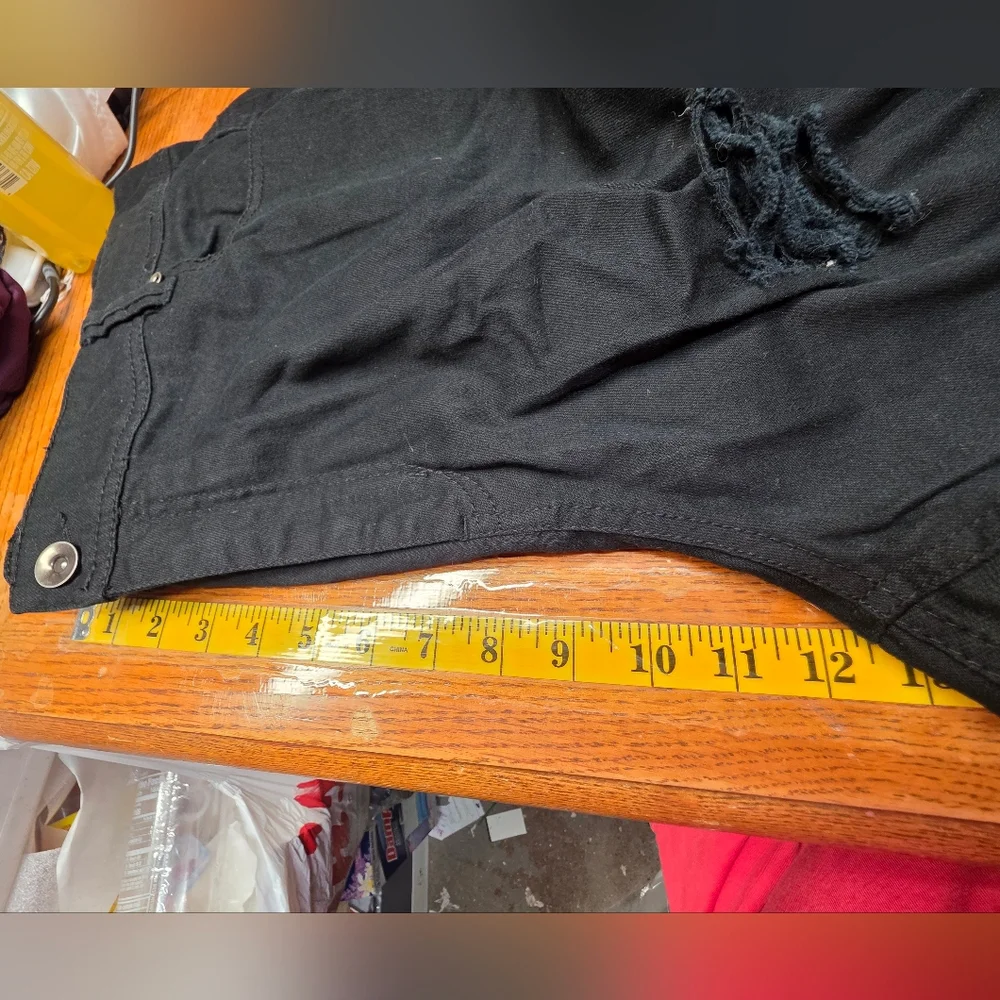 Ashley Stewart Black Distressed Denim Straight Leg Jeans Plus Size 22 - Picture 6 of 7